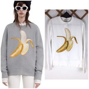 Acne Rare Banana White Sweater Sm Embroidered